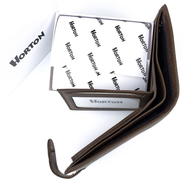 Практичное портмоне для мужчин из кожи Horton H-023-2 (JZ6745) коричневый