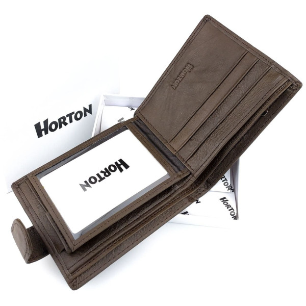 Практичное портмоне для мужчин из кожи Horton H-023-2 (JZ6745) коричневый