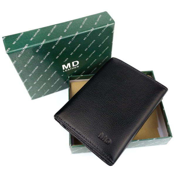 Кожаное мужское портмоне MD Leather MD-604-A (JZ6726) черный