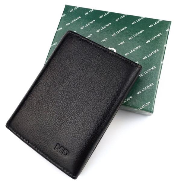 Кожаное мужское портмоне MD Leather MD-604-A (JZ6726) черный