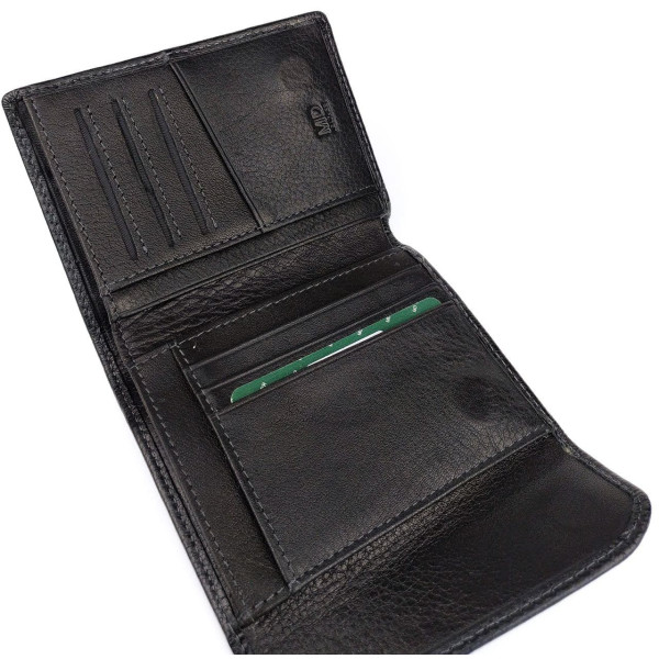Кожаное мужское портмоне MD Leather MD-604-A (JZ6726) черный