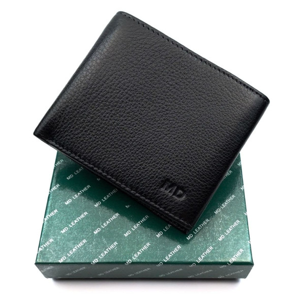 Чоловічий шкіряний портмоне MD Leather MD-0901-1 (JZ6716) чорний