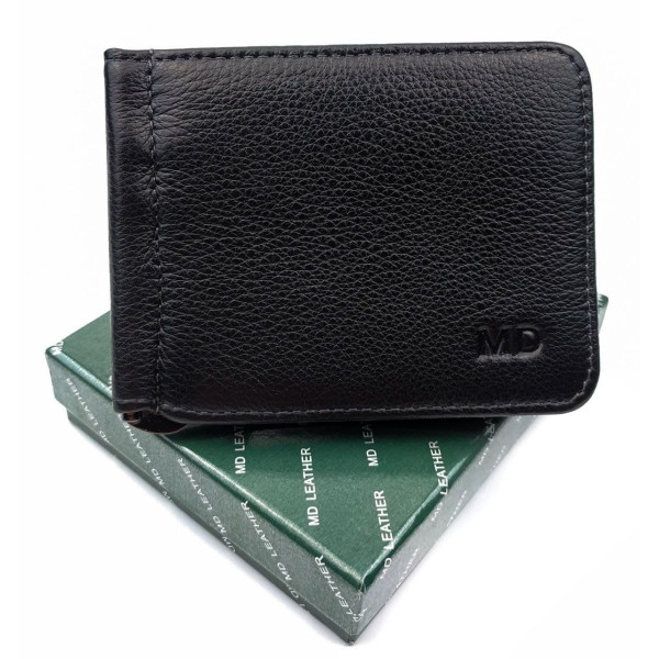 Кожаный кошелек для мужчин с монетницей MD Leather MD-125-22 (JZ6742) черный