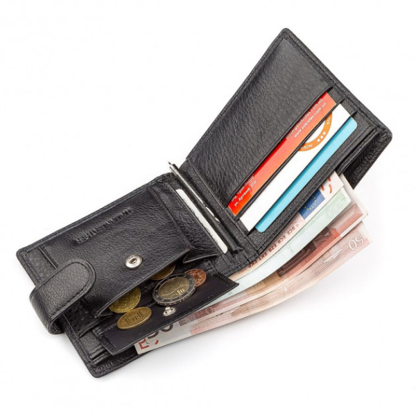 Мужской кошелек с зажимом для денег ST Leather (ST113-1) 58309 Черный