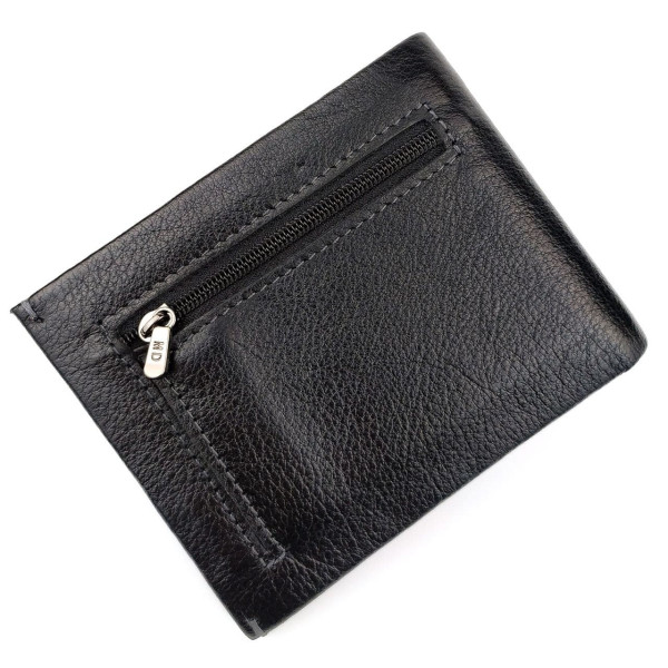 Мужской кожаный кошелек с зажимом для денег MD Leather MD-555-2A (JZ6732) черный