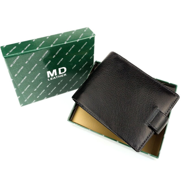 Качественный кошелек из кожи для мужчин
 MD Leather MD-22-208 (JZ6723) черный
