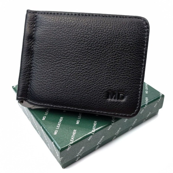Кожаный кошелек для мужчин с монетницей MD Leather MD-125-22 (JZ6742) черный
