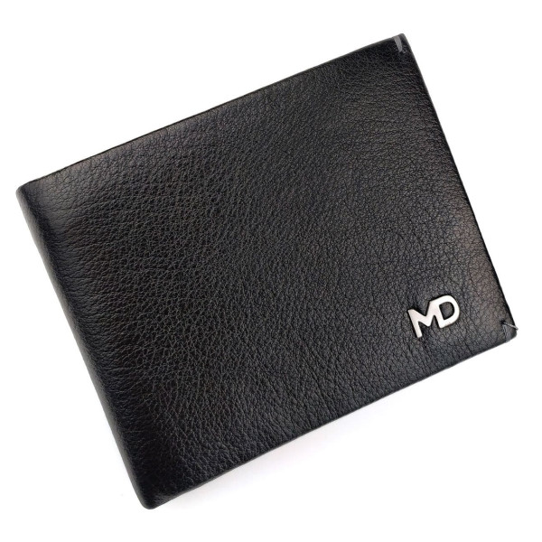 Мужской кожаный кошелек с зажимом для денег MD Leather MD-555-2A (JZ6732) черный
