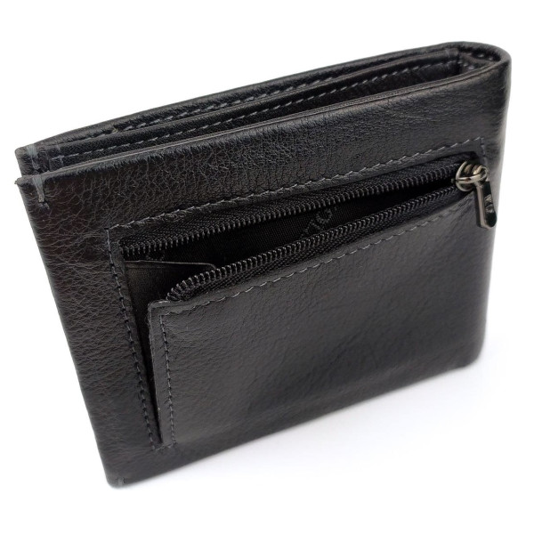 Мужской кожаный кошелек с зажимом для денег MD Leather MD-555-2A (JZ6732) черный