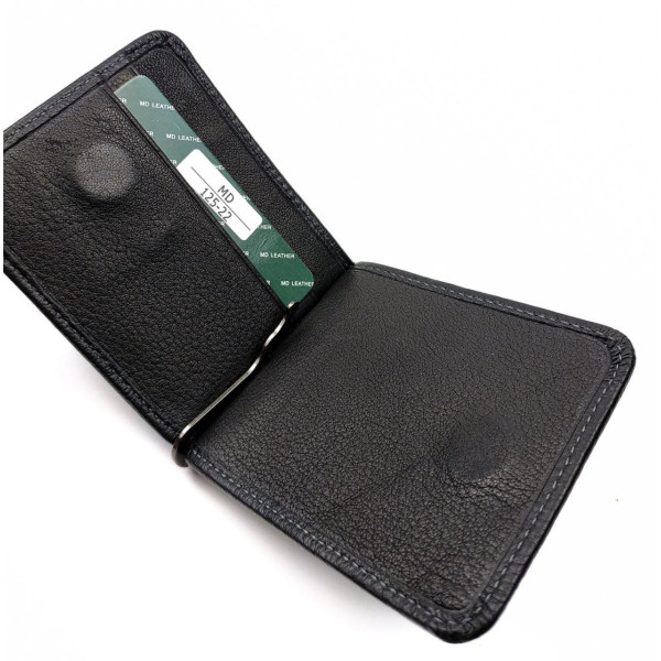 Кожаный кошелек для мужчин с монетницей MD Leather MD-125-22 (JZ6742) черный