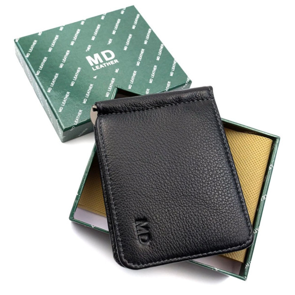 Кожаный кошелек для мужчин с монетницей MD Leather MD-125-22 (JZ6742) черный