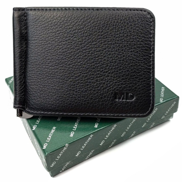 Кошелек - зажим из кожи для мужчин MD Leather MD-124-22 (JZ6741) черный