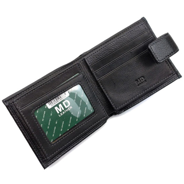 Стильный кошелек из кожи для парней MD Leather MD-122-A (JZ6736) черный