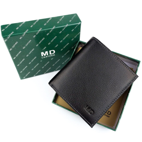 Небольшой кожаный кошелек для мужчин MD Leather MD-606-A (JZ6725) черный