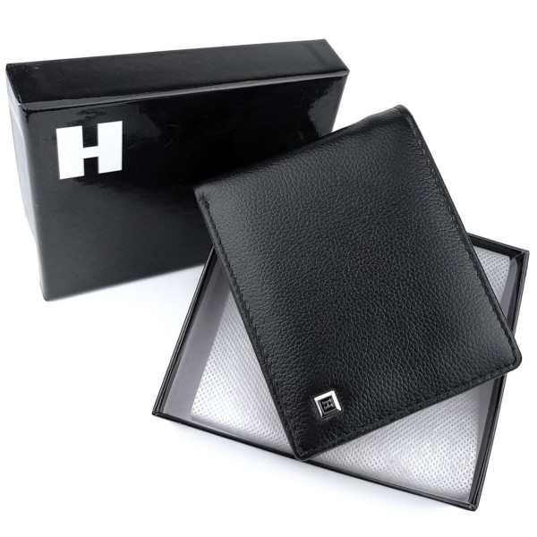 Мужской  стильный кошелек из кожи Horton H-M101-1 (JZ6758) черный