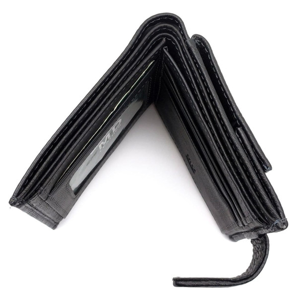Стильный кошелек из кожи для парней MD Leather MD-122-A (JZ6736) черный
