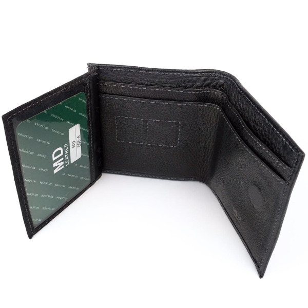 Небольшой кожаный кошелек для мужчин MD Leather MD-606-A (JZ6725) черный