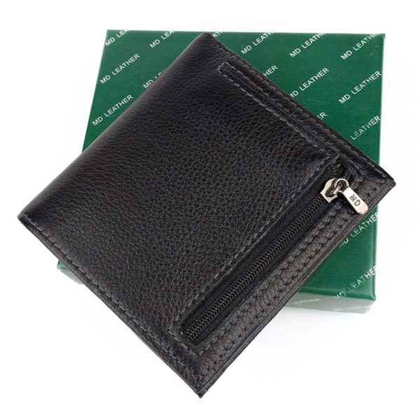 Небольшой кожаный кошелек для мужчин MD Leather MD-606-A (JZ6725) черный