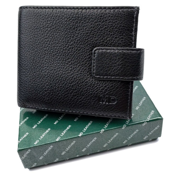 Стильный кошелек из кожи для парней MD Leather MD-122-A (JZ6736) черный