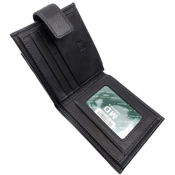 Стильный кошелек из кожи для парней MD Leather MD-122-A (JZ6736) черный