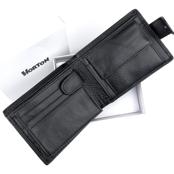 Кошелек для мужчин из кожи Horton H-538-1 (JZ6749) черный