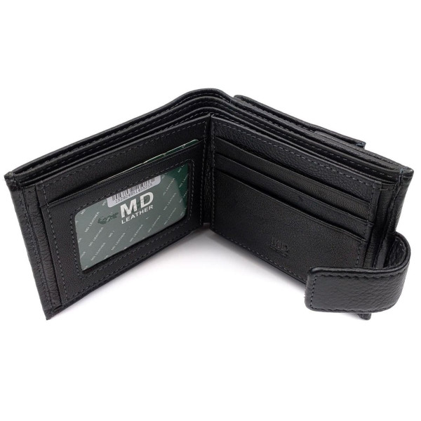 Стильный кошелек из кожи для парней MD Leather MD-122-A (JZ6736) черный