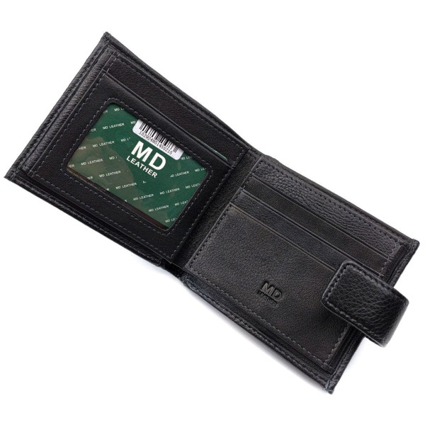 Стильный кошелек из кожи для парней MD Leather MD-122-A (JZ6736) черный