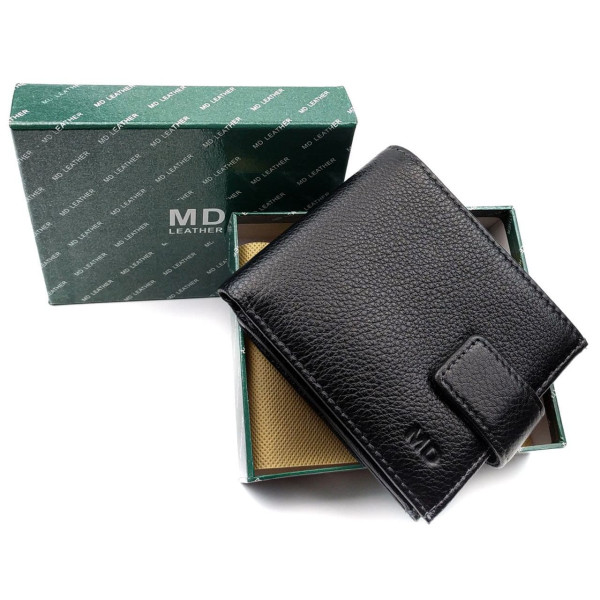 Стильный кошелек из кожи для парней MD Leather MD-122-A (JZ6736) черный