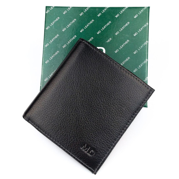 Небольшой кожаный кошелек для мужчин MD Leather MD-606-A (JZ6725) черный