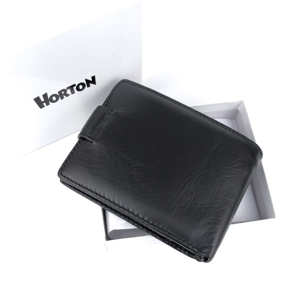 Кошелек для мужчин из кожи Horton H-538-1 (JZ6749) черный
