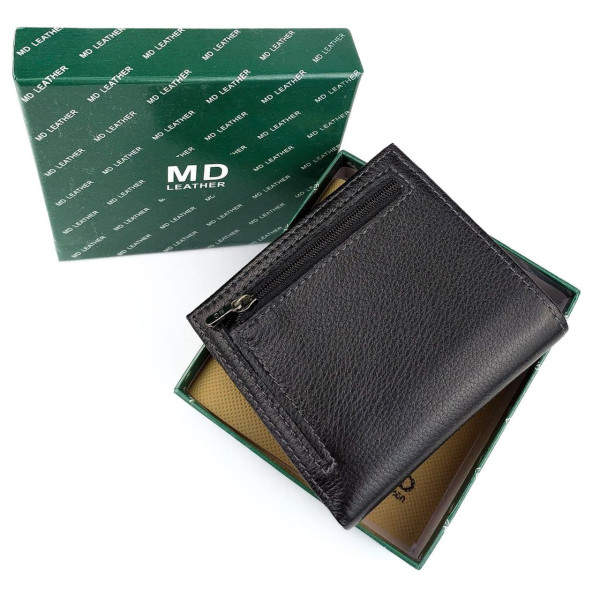 Небольшой кожаный кошелек для мужчин MD Leather MD-606-A (JZ6725) черный