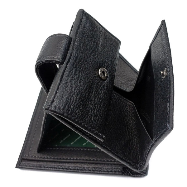 Стильный кошелек из кожи для парней MD Leather MD-122-A (JZ6736) черный