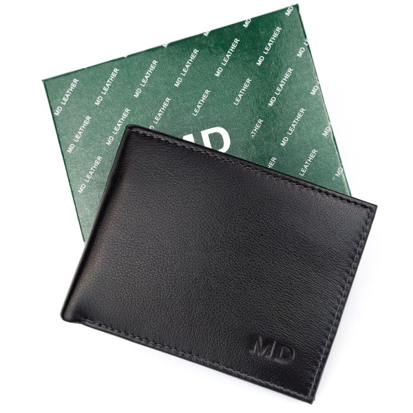 Стильный кошелек из кожи  для мужчин MD Leather MD-22-634 (JZ6730) черный
