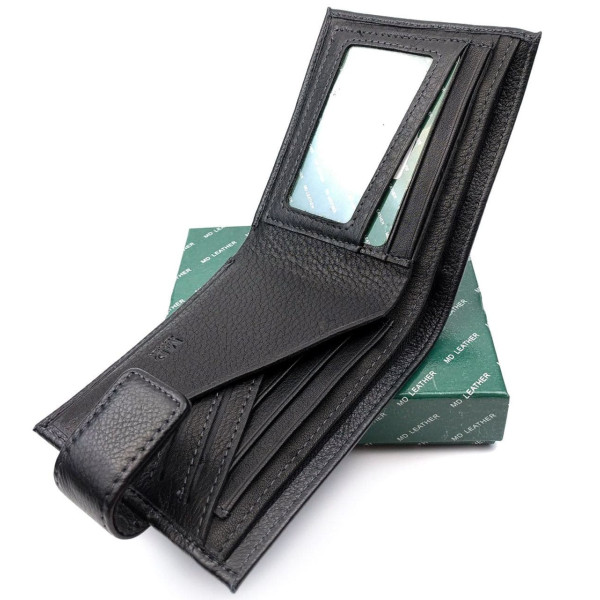 Стильный кожаный мужской кошелек MD Leather MD-128-A (JZ6735) черный