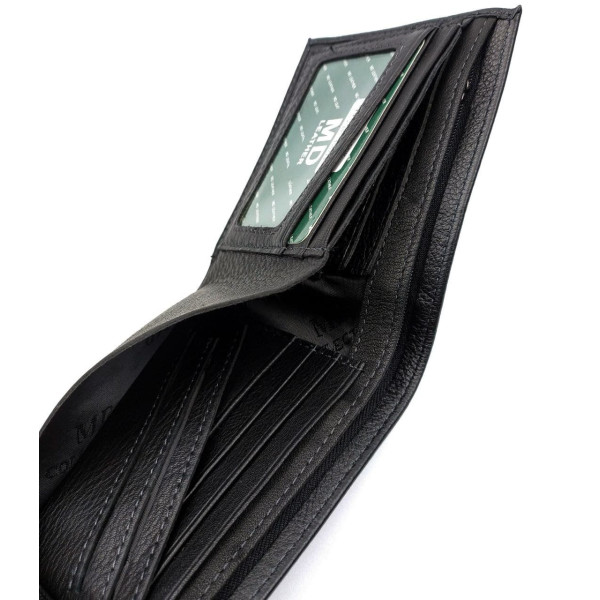 Стильный кожаный мужской кошелек MD Leather MD-128-A (JZ6735) черный