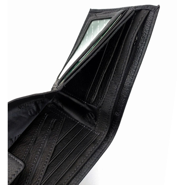 Стильный кожаный мужской кошелек MD Leather MD-128-A (JZ6735) черный