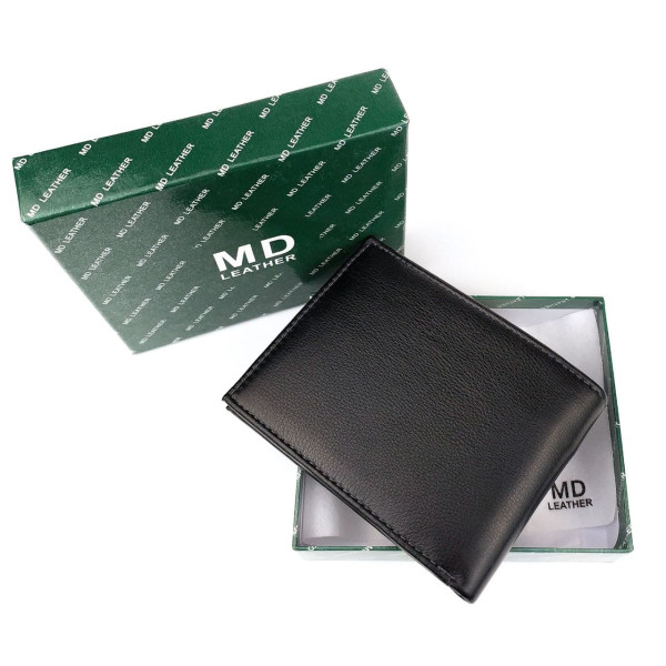 Стильный кошелек из кожи  для мужчин MD Leather MD-22-634 (JZ6730) черный
