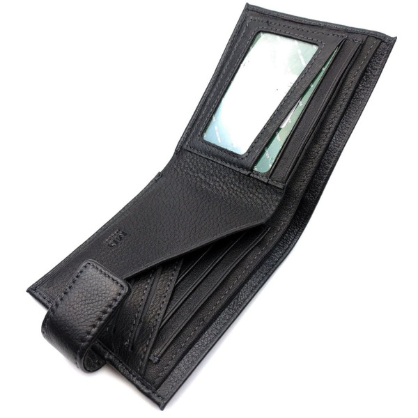 Стильный кожаный мужской кошелек MD Leather MD-128-A (JZ6735) черный