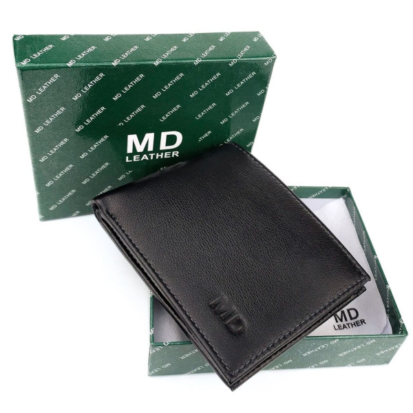 Стильный кошелек из кожи  для мужчин MD Leather MD-22-634 (JZ6730) черный