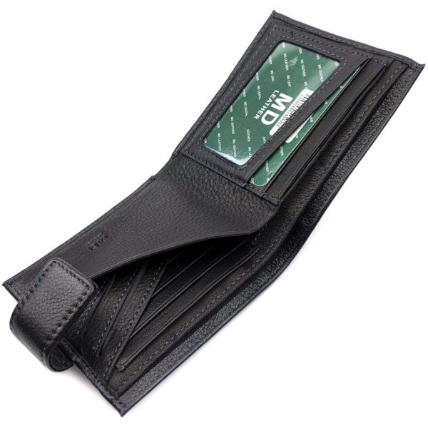 Стильный кожаный мужской кошелек MD Leather MD-128-A (JZ6735) черный