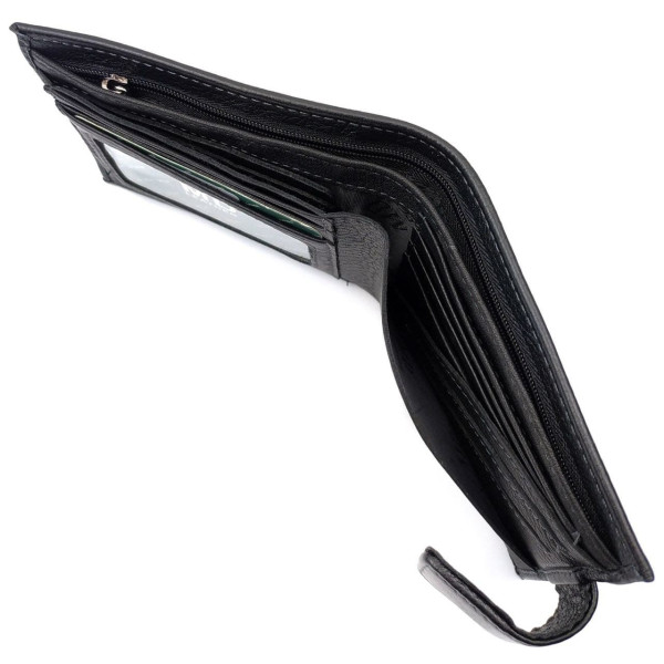 Стильный кожаный мужской кошелек MD Leather MD-128-A (JZ6735) черный