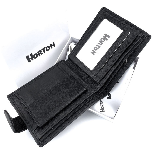 Качественное мужское портмоне из кожи Horton H-023-1 (JZ6744) черный