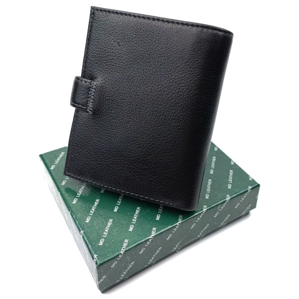 Шкіряний гаманець для чоловіків MD Leather MD-190415 (JZ6738) чорний