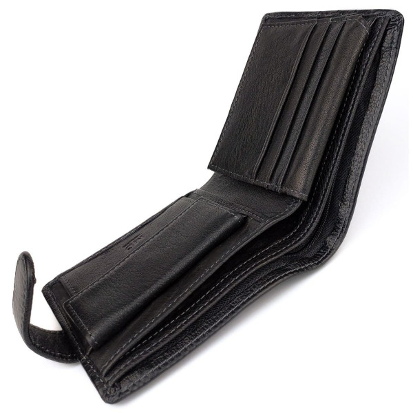 Гаманець зі шкіри для чоловіків MD Leather MD-22-208A (JZ6721) чорний
