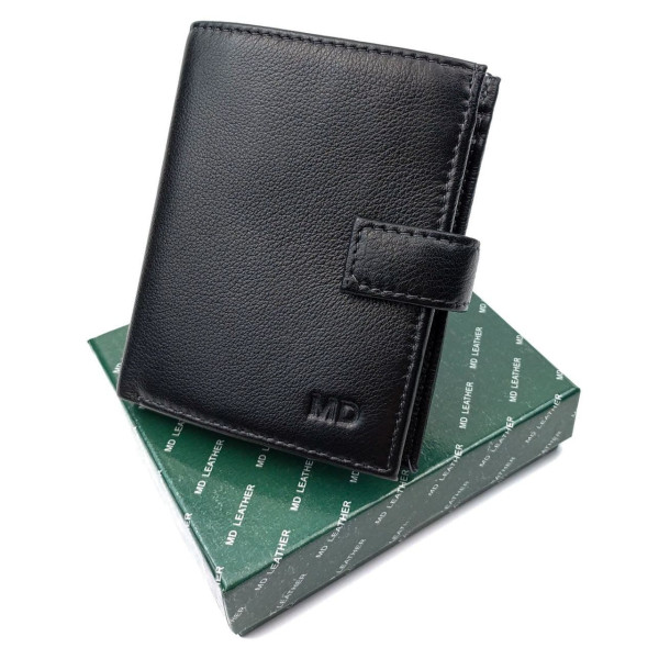 Шкіряний гаманець для чоловіків MD Leather MD-190415 (JZ6738) чорний