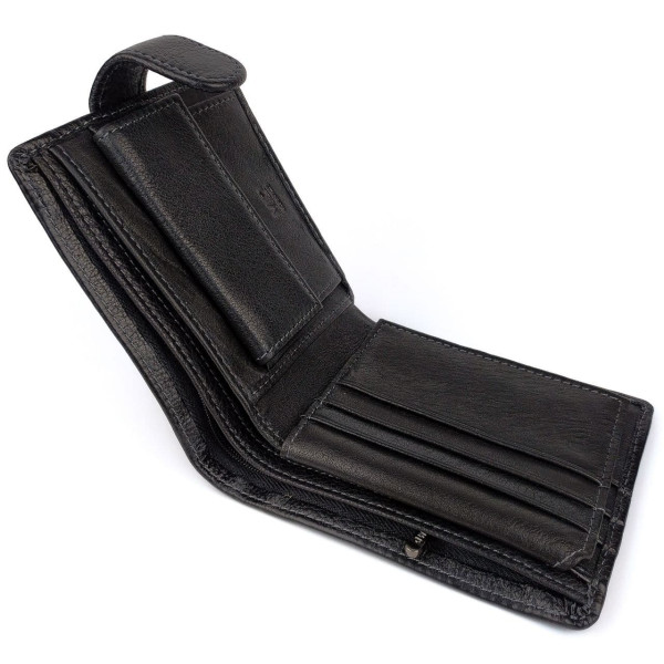 Гаманець зі шкіри для чоловіків MD Leather MD-22-208A (JZ6721) чорний
