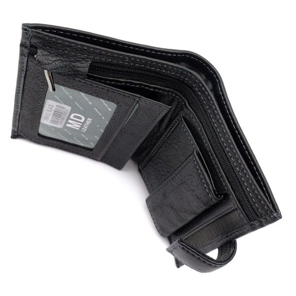 Шкіряний гаманець для чоловіків MD Leather MD-190415 (JZ6738) чорний