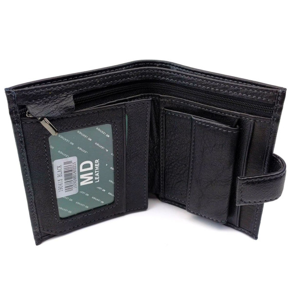 Шкіряний гаманець для чоловіків MD Leather MD-190415 (JZ6738) чорний