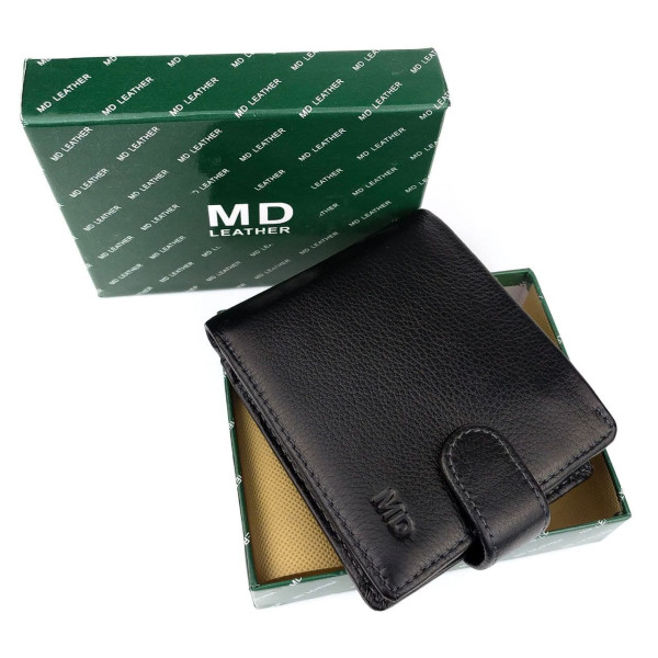 Гаманець зі шкіри для чоловіків MD Leather MD-22-208A (JZ6721) чорний