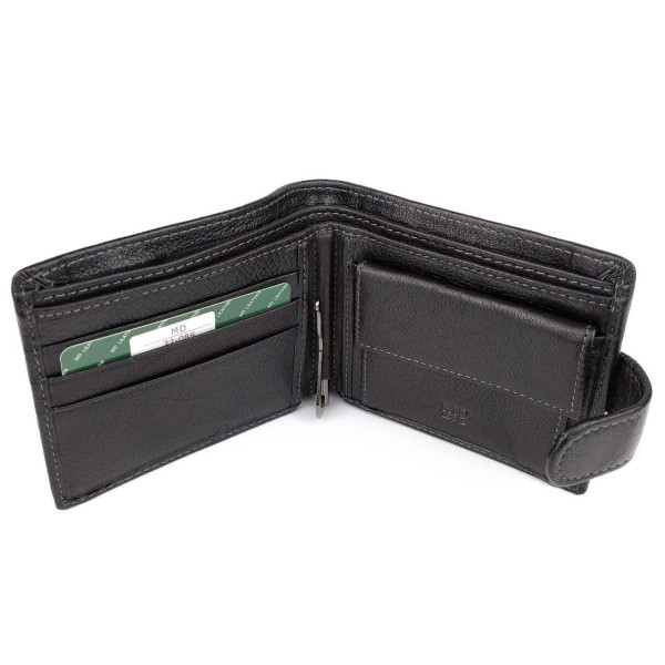 Гаманець зі шкіри із затискачем для грошей MD Leather MD-22-089 (JZ6724) чорний